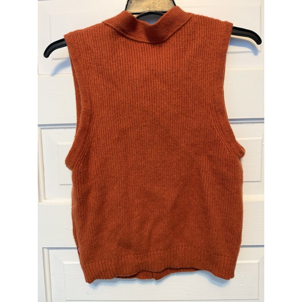 Levi's Rincon Button Down Sweater Vest Mens Small Orange Wool Blend A4325-0001 - Picture 4 of 10
